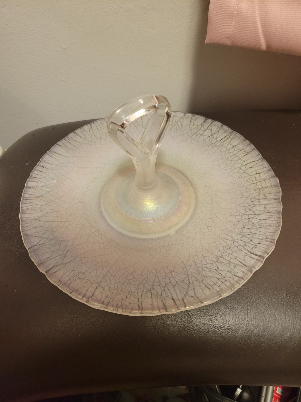 Iridescent Glass Compote Dessert Stand Vintage